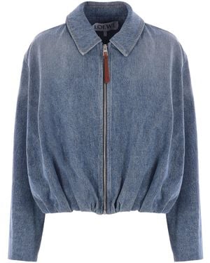 Loewe Draped Zipped Denim Jacket - Blue