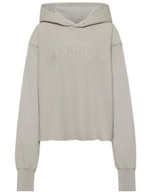 MM6 by Maison Margiela Maison Margiela Long Sleeve Logo Appliqué Hoodie - Grey