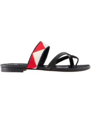 Manolo Blahnik Blocked Leather Flat Slide Sandals - White