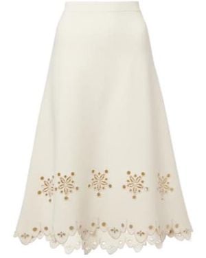 Altuzarra Melly Fan-Shaped Crepe Midi Skirt - White