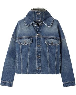 Jean Paul Gaultier Oversized Layered Denim Hooded Jacket - Blue