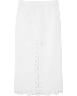 Gucci Cotton Poplin Skirt With Embroidery - White