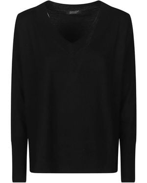 Aragona V-Neck Long Sleeve Jumper - Black