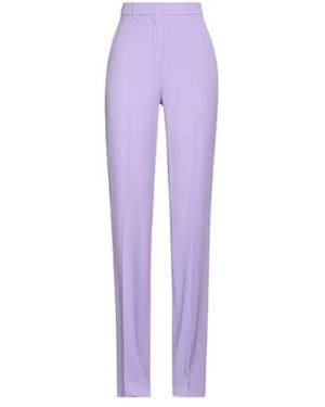 Max Mara Solid Colour Wool Straight-Leg Suit Trousers - Purple