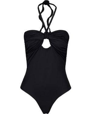 Johanna Ortiz Braided-Strap Halterneck Swimsuit - Blue