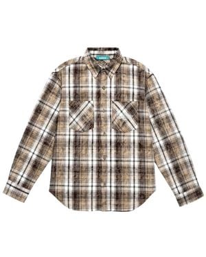 Barrow Vintage Wash Plaid Long Sleeve Shirt - White