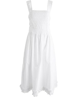 Ganni Poplin Midi Strap Smock Dress - White