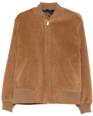Lardini Ribbed-Collar Wool Jacket - Brown