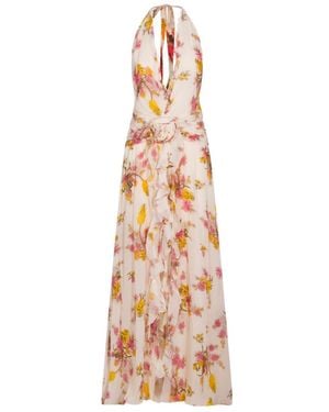 Blumarine Floral Halterneck Maxi Dress - Metallic