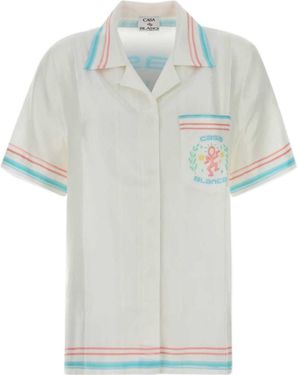 CASABLANCA Dance Joy Cuban-Collar Shirt - White