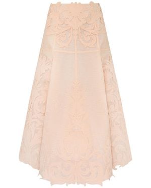 Zimmermann Floral Appliqué Midi Skirt - Natural