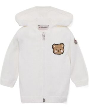 Moncler Teddy Bear Cotton Zip-Up Hoodie - White