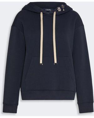 Max Mara Aurora Crystal-Embellished Drawstring Hoodie - Blue