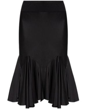 Rick Owens Knee Divine Bias Ruffled Midi Skirt - Black