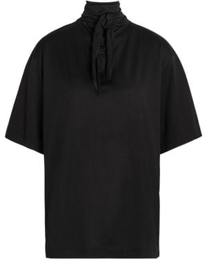 Lemaire Foulard-Neck Cotton T-Shirt - Black