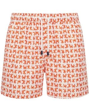 Fedeli Printed Swim Trunks - Red