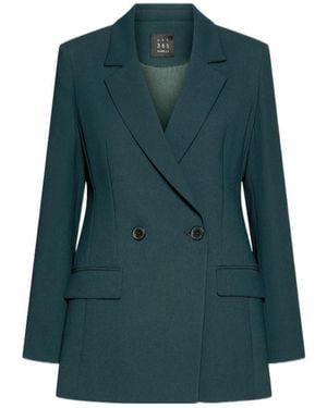Marella Double-Breasted Envers Satin Blazer - Green