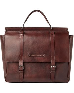 Brunello Cucinelli Calfskin Casual Briefcase - Brown