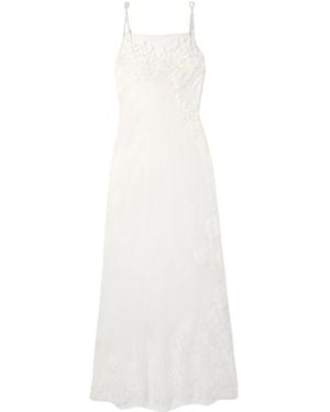Carine Gilson Lace-Trimmed Satin Nightgown - White