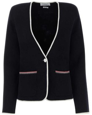 Thom Browne V-Neck Buttoned Cardigan - Black