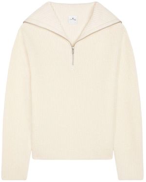 Courreges Courrèges Ribbed Hooded Jumper - Natural