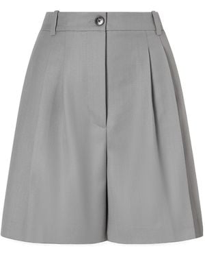Anine Bing Pleated Wool Shorts - Grey