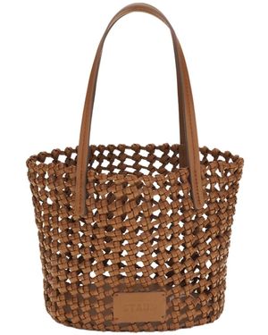 STAUD Woven Bucket Bag - Brown