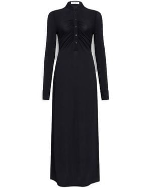 Alaïa Ruched Long-Sleeve Maxi Dress - Black