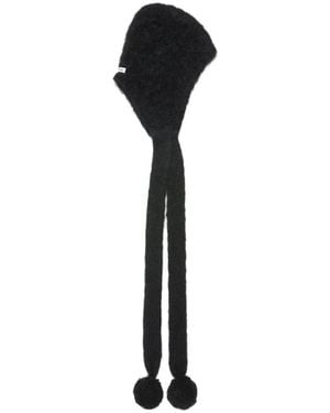 Acne Studios Logo Patch Pompom Beanie - Black