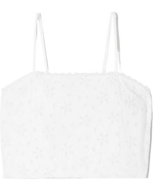 Posse Salma Embroidered Cropped Top - White