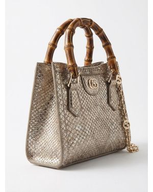Gucci Diana Python Small Tote Bag - Metallic
