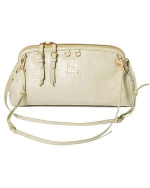 Miu Miu Caprice Ayers Leather Clutch - Natural