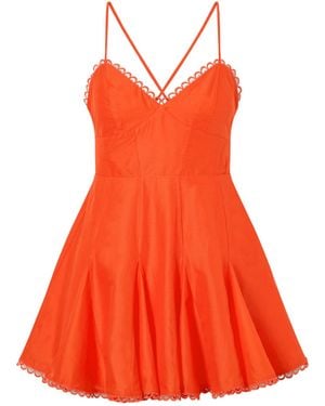 Charo Ruiz Marlene Guipure Lace-Trimmed Cotton-Blend Voile Mini Dress - Orange