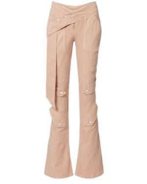 Blumarine Cotton Canvas Flared Trousers - Natural