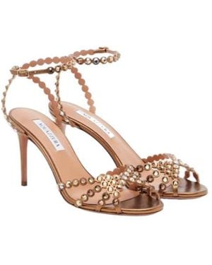 Aquazzura Crystal High-Heeled Sandals - Metallic