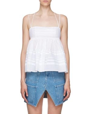 STAUD Pleated Halter Vest - Blue