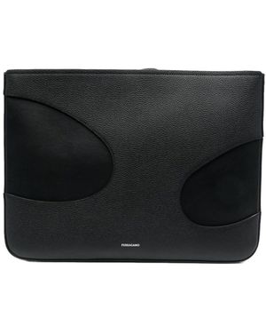 Ferragamo Hollowed-Out Detail Logo Handbag - Black