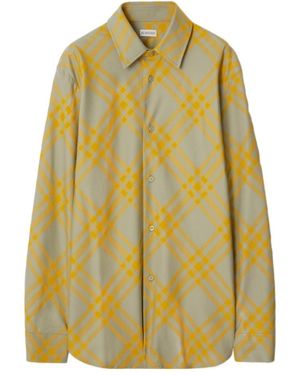 Burberry Checked Long-Sleeved Shirt - Yellow