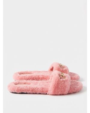 Gucci Fluffy Horsebit Slides - Pink