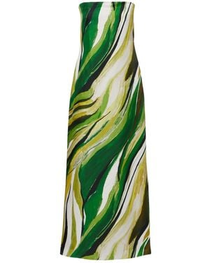 Christopher Esber Strapless Printed Silk Gown - Green