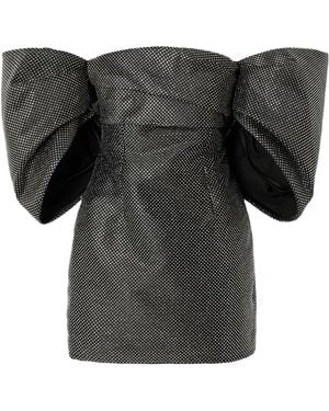 Solace London Elina Off-The-Shoulder Gathered Faille Mini Dress - Black