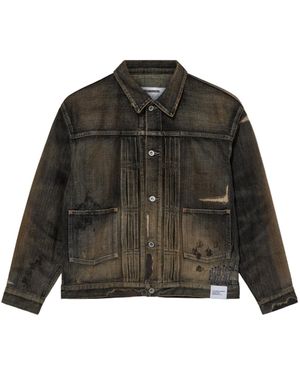 Neighborhood Distressed Denim Jacket - Green