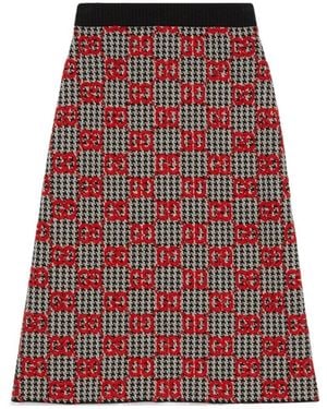 Gucci Gg Jacquard A-Line Skirt - Red