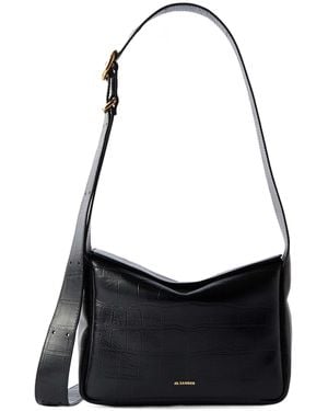 Jil Sander Embossed Messenger Bag - Black