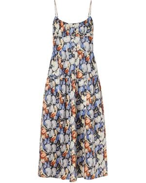 Doen Print Ramie Midi Dress - White