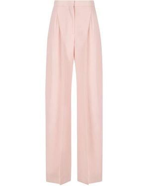 McQueen Pleat Detailed Wide-Leg Trousers - Pink