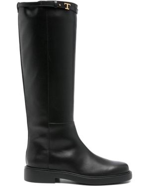 Tod's T-Buckle Knee-High Boots - Black