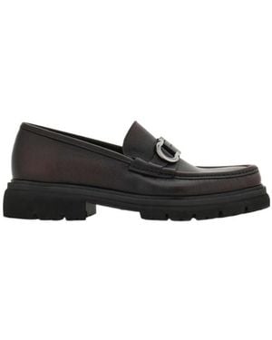 Ferragamo Gancini Embellishment Moccasins - Black