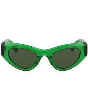 Bottega Veneta Eyewear Straight Arm Cat-Eye Frame Sunglasses - Green