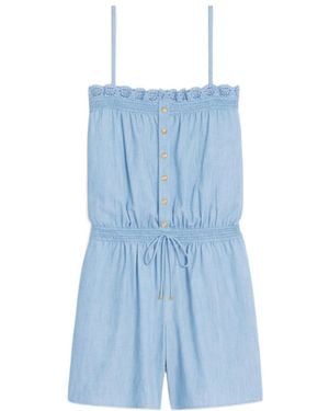 Celine Smocked Playsuit - Blue